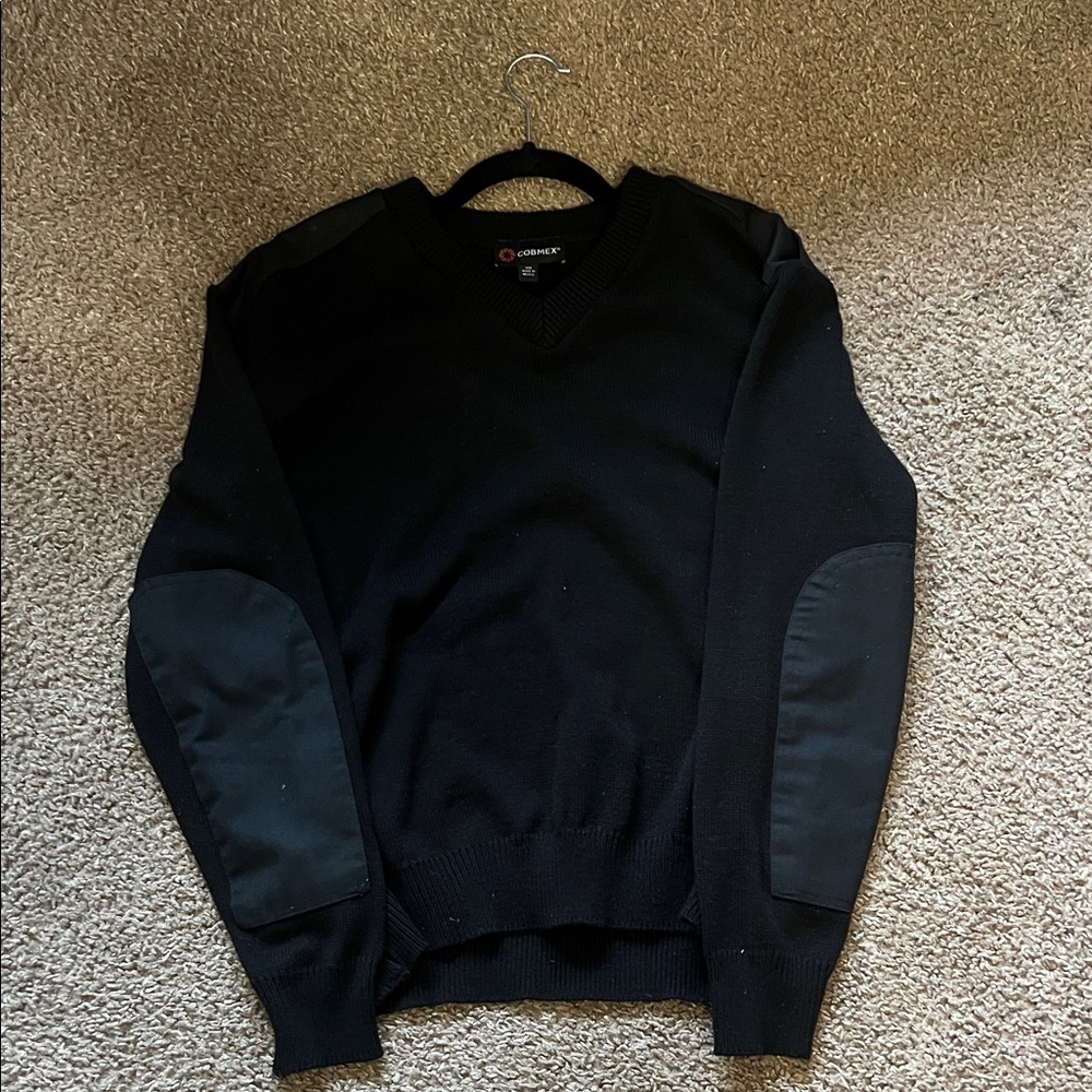 Cherokee Black V-Neck Sweater with Elbow Patches